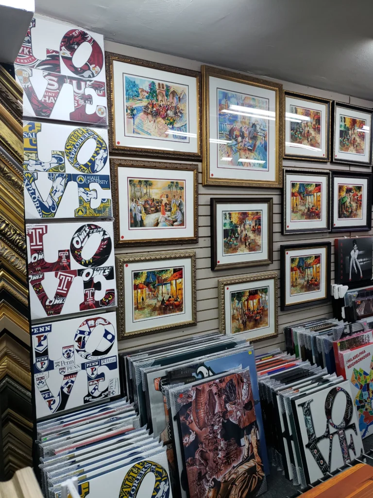 A vibrant display featuring various art pieces