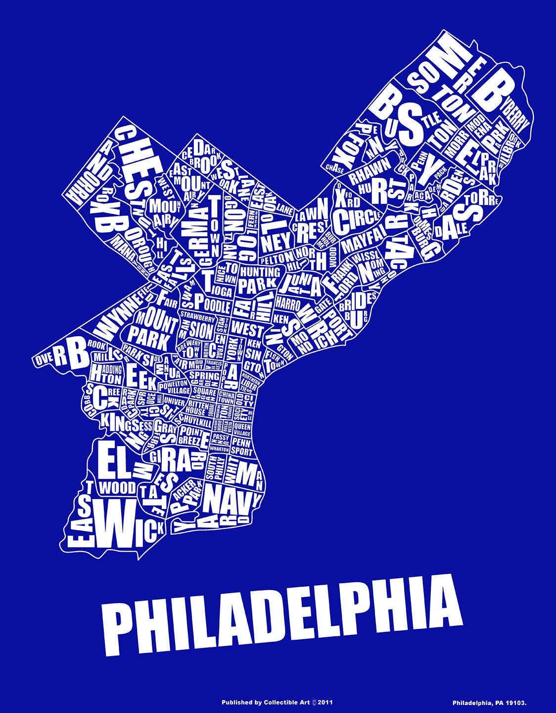 Philadelphia Neighborhood Map Giclee on paper - Image 3