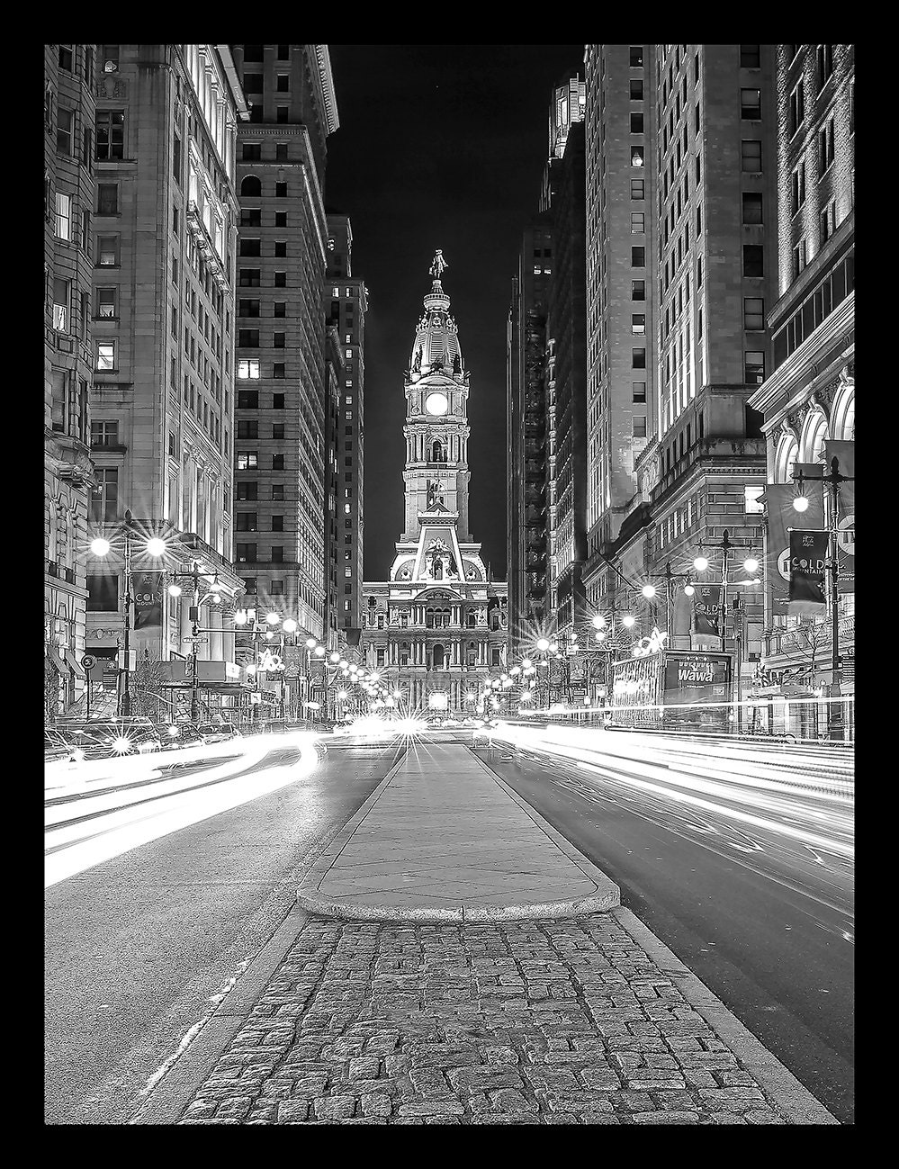 Philadelphia City Hall Black and White -vertical-Canvas Art-Philadelphia Art-Wall Art-Prints.