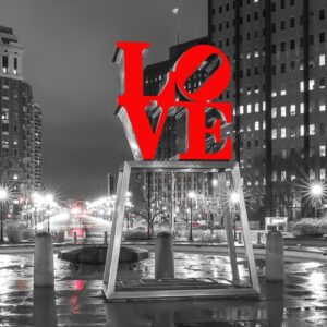 Philadelphia Love Park Black And White (20x60) Panoramic,Canvas Art,Art on Canvas,Prints,Center City.