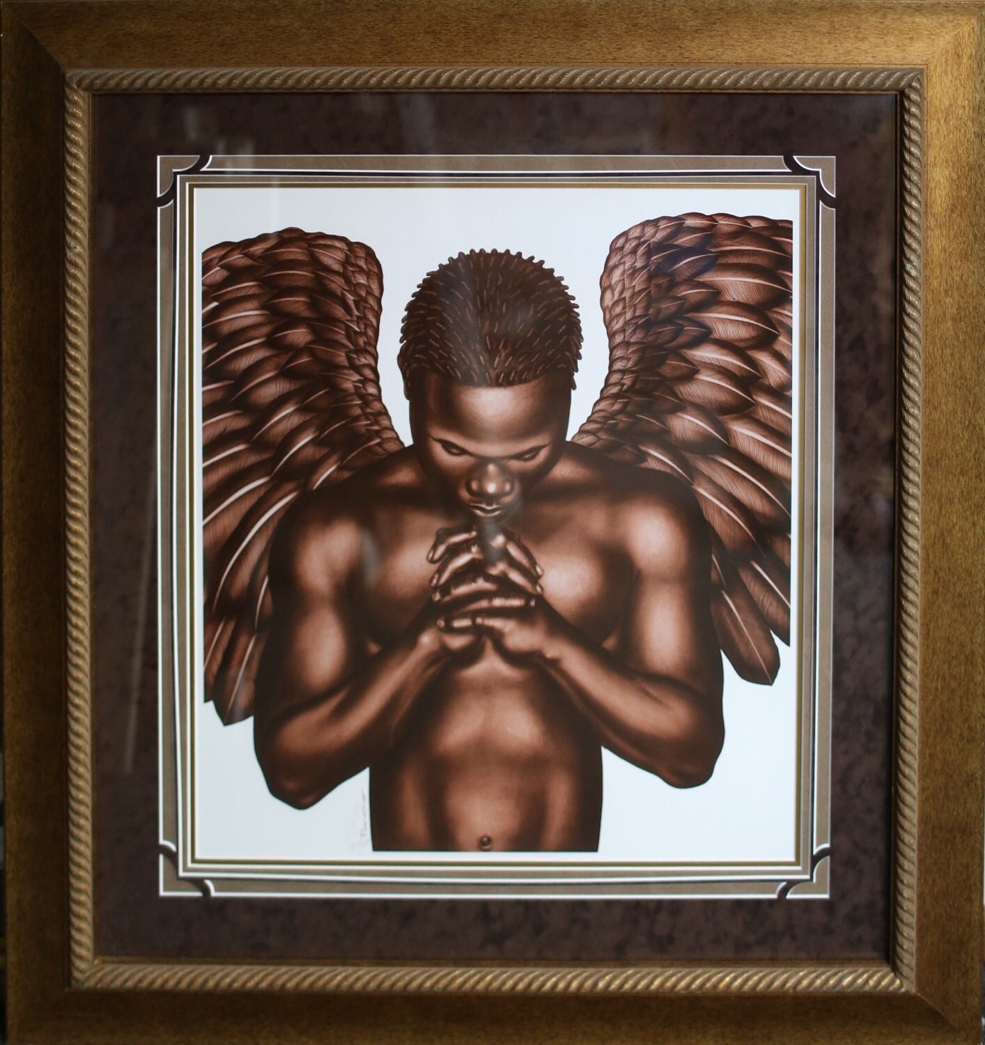 The Guardian By Larry Poncho Brown ,Limited Edition ,Framed And matted,African American Art.