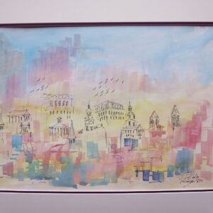 Philadelphia City Hall Original Watercolors painting by Joe Barker(20x28)Matted.