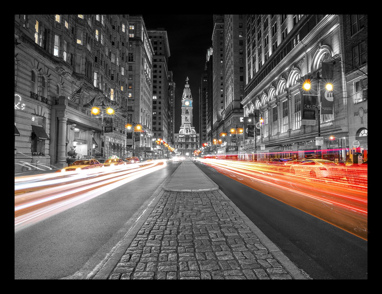 Philadelphia City Hall ,Black and White,(30x40) Canvas Art.
