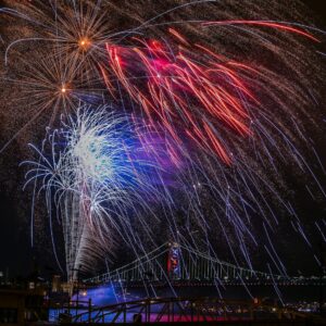 Philadelphia Fireworks 2017 Canvas Art-City Art-Benjamin Franklin Bridge-Wall Art.
