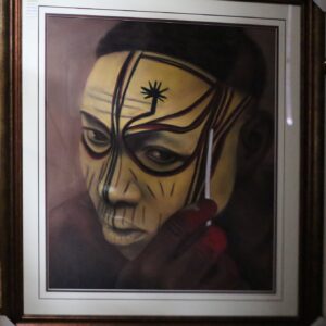 Mask 2 By Laurie Cooper is Original Pastel on Pastel Paper (40x51) framed and matted ,Black art,African American Art .