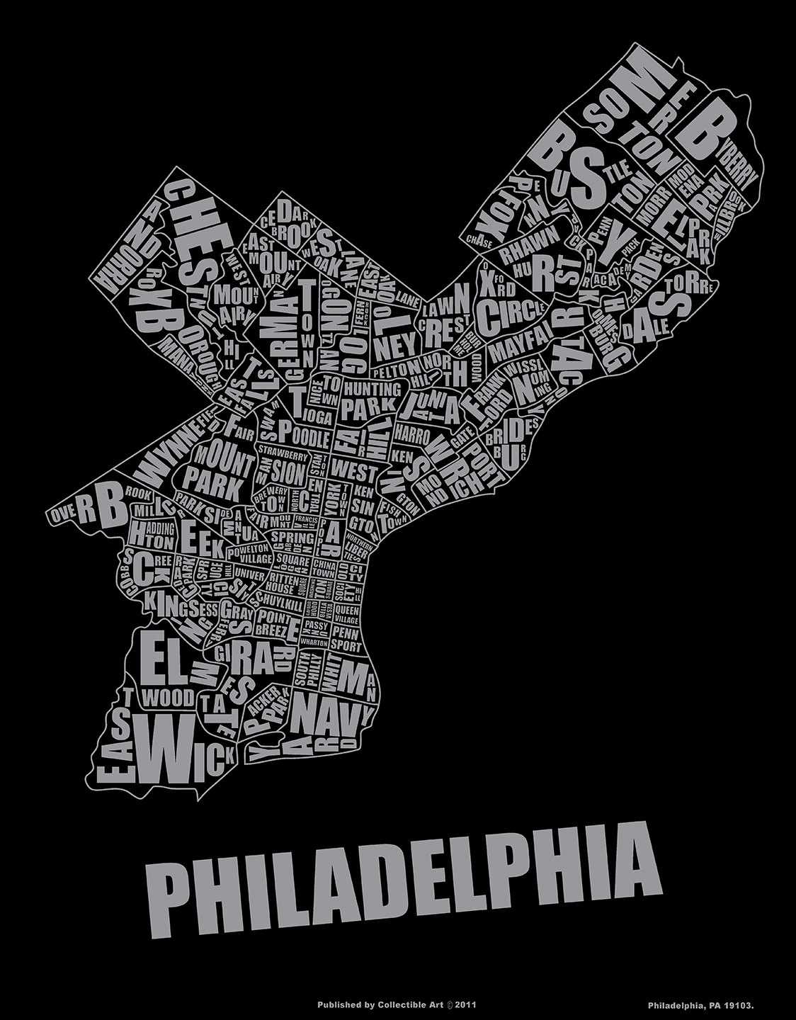 Philadelphia Neighborhood Map Giclee on paper - Image 4