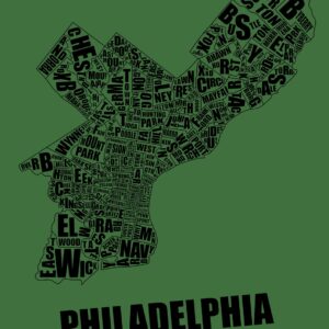 Philadelphia Neighborhood Typography Map On paper (18x24)