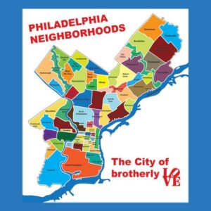 Philadelphia k Map (Typography )City of Brotherly Love  20x27