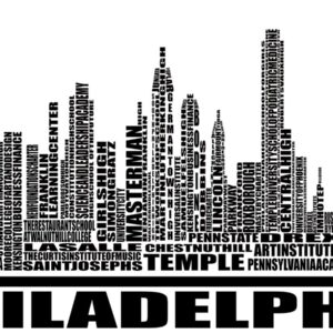 Philadelphia's Schools  Arranged in the shape of the City of Brotherly Love(13 x24),typography Art,Prints,Canvas Art.