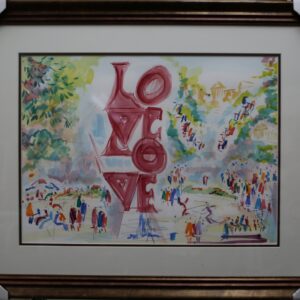 Philadelphia Love Park is original watercolors Painting Framed and Matted by Joe Barker(26x32)