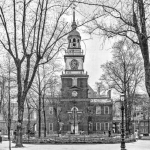 Philadelphia Independence Hall Black And white ( 12x14 ) Black And White.