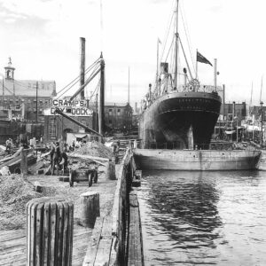 Philadelphia Cramp's Ship Yard (12 x14) old vintage ,Black and White ,Canvas Art.
