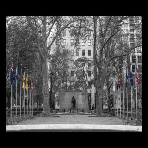 Philadelphia Washington square Park,(12 x14)Canvas Art,Black And White.