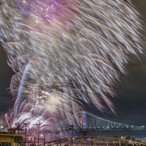 Philadelphia Fireworks 2017 with Ben Franklin Bridge (12 x14)Canvas Art-Wall Art-City Art.