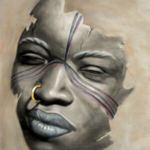 Goli Mask By Laurie Cooper ,Canvas Art (20x27) Black ArtAfrican American Art.