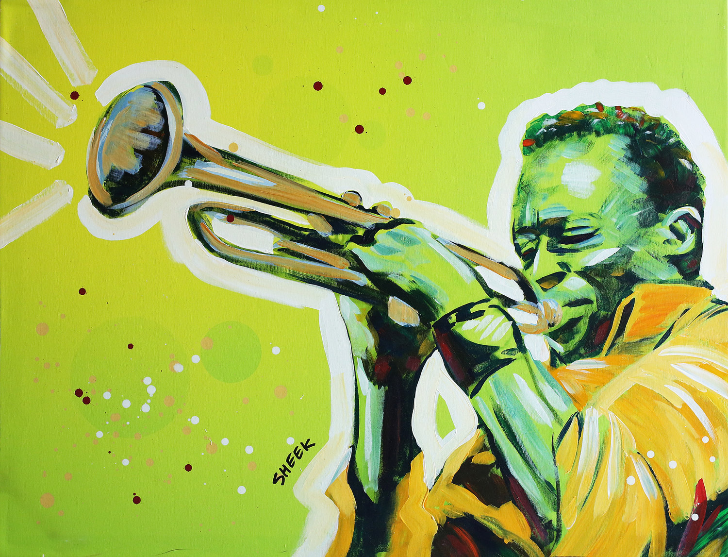 Miles Davis is Original Oil painting By Sheek On Canvas (31 x41),Jazz ,Music,Prints.