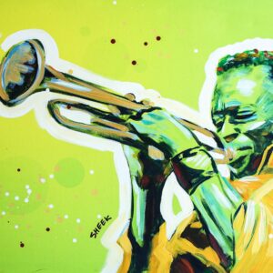 Miles Art on Canvas by sheek (20x27) Jazz,music,Canvas Art,Black art,Wall Art.