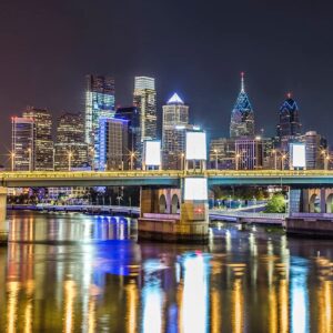 Philadelphia's Photograph of Skyline with South Street Bridge (30x40),Wall Art,Philly Art,Canvas Art.
