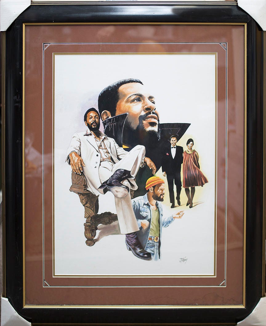 Marvin Gay is original Watercolors Painting by Tom McKinney (34x40) Framed and Matted,Black Art,African american art.