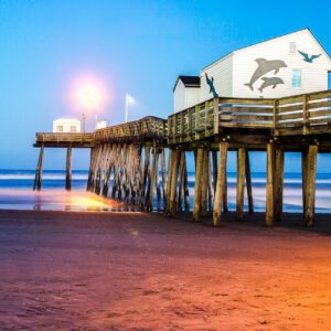 Fishing pier, Ocean city ,NJ at Sunset ,Canvas Art,Photograph,Beach Art (12 x14).