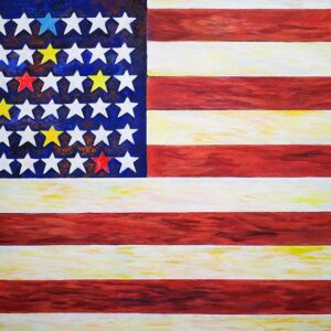 American Flag is Original Painting on Canvas,(30x42) and stretched with 2'' wood,USA FLAG.