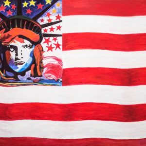 American Flag with Librety is original painting on Canvas (32 x42),Office Art,Wall Art.