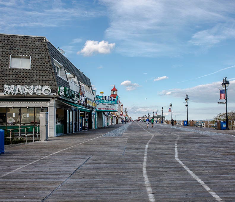 Ocean City NJ Board Walk At Day Time with Manco Pizza,(12x14)