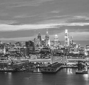 Philadelphia Skyline with Ben Franklin Bridge ,Canvas Art,Wall art,Black And White.