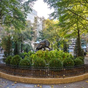 Photography Art of the lion Statue at Ritten House SQ (12x14),Canvas Art,Photo.