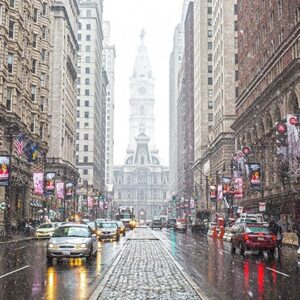 Snow at Broad street 12x14,Canvas Art.