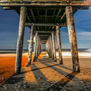 Sunset at Fishing Pier,Ocean City NJ,Canvas Art (20x27) Wall Art,Art on Canvas.