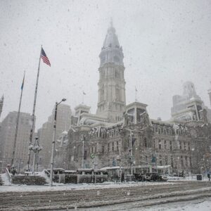 Snow Storm at the City Hall(24x36),Canvas Art,Wall Art,Giclee.