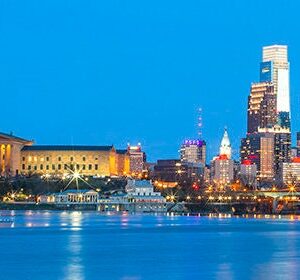 Philadelphia Skyline From Kelly Drive at Winter on Canvas ,(20x60) Wall Art,Philadelphia Art,Panoramic,Philadelphia Canvas,Black and white.