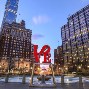 Philadelphia Love Park Black And White,color (30x40) ,Canvas Art,Art on Canvas,Prints,Center City.