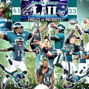 Philadelphia Eagles Super Bowls collage 3 (20x27) Canvas Art,Gallery Wrapped.