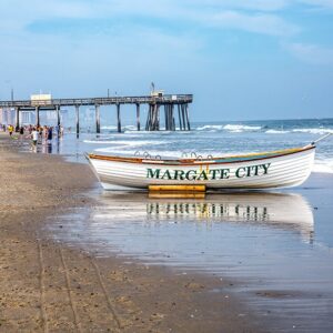 Photograph of Margate city,NJ Beach With the Fishing Pier ,Canvas Art.Gallery Wrapped