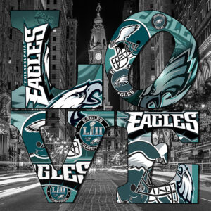 Philadelphia Eagles Love (30x30) Canvas Art,Gallery Wrapped