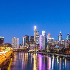 Philadelphia skyline from south street Bridge ,Canvas Art,Panorama ,Panoramic,Photography.(20x60)