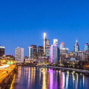 Philadelphia skyline from south street Bridge ,Canvas Art,Panorama ,Panoramic,Photography.(12x36)