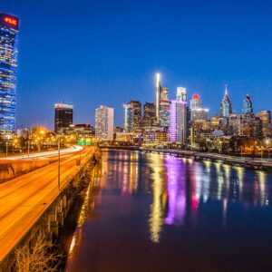 Photography Canvas Art of Philadelphia’s South street Bridge with street streaks (30x40)