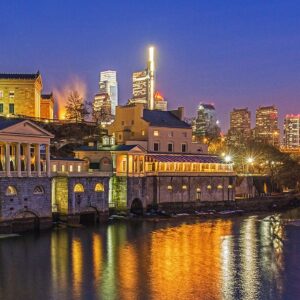 Philadelphia Museum of Art with Waterworks ,Canvas Art,Art on Canvas,Prints,Waterworks.