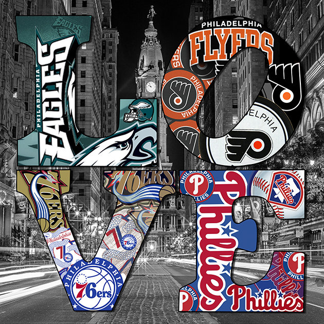 Philadelphia sports Love Teams 5,Canvas Art ,Wall Art,Eagles ,Flyers , Phillies. - Image 2