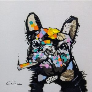 Original Oil painting for Dog ,Gallery wrapped and stretched with 1.5 wood