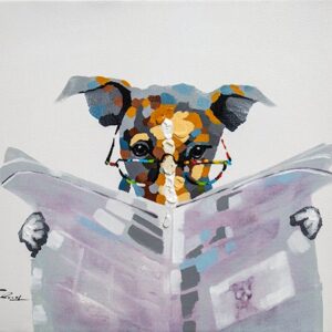 Dog Reading is giclee on Canvas And stretched with 1.5 wood