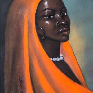 Lady With Range Scarf Is Giclee On Canvas
