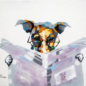 Dog Reading book is Giclee on Canvas and Stretched with 1.5 Wood