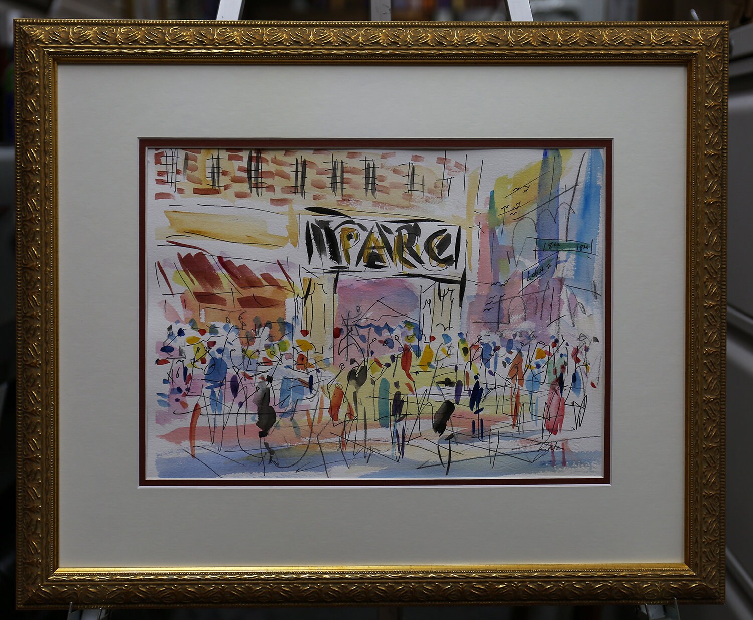 Original Watercolors Painting of the Park Restaurant By the Artist Joe Barker,Framed and Matted