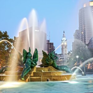 Swann Fountain Logan Circle - Philadelphia PA (20x40) Black and White.
