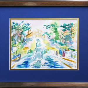 Original watercolors Painting of Ritten House Sq  by the Artist Joe Barker. 16 x20 with Silver Frame.