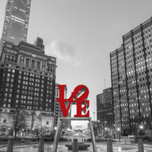 Philadelphia Love Park Black And White ,Canvas Art